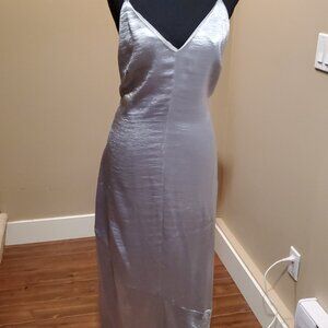H&M silver floor length gown, gorgeous cutouts